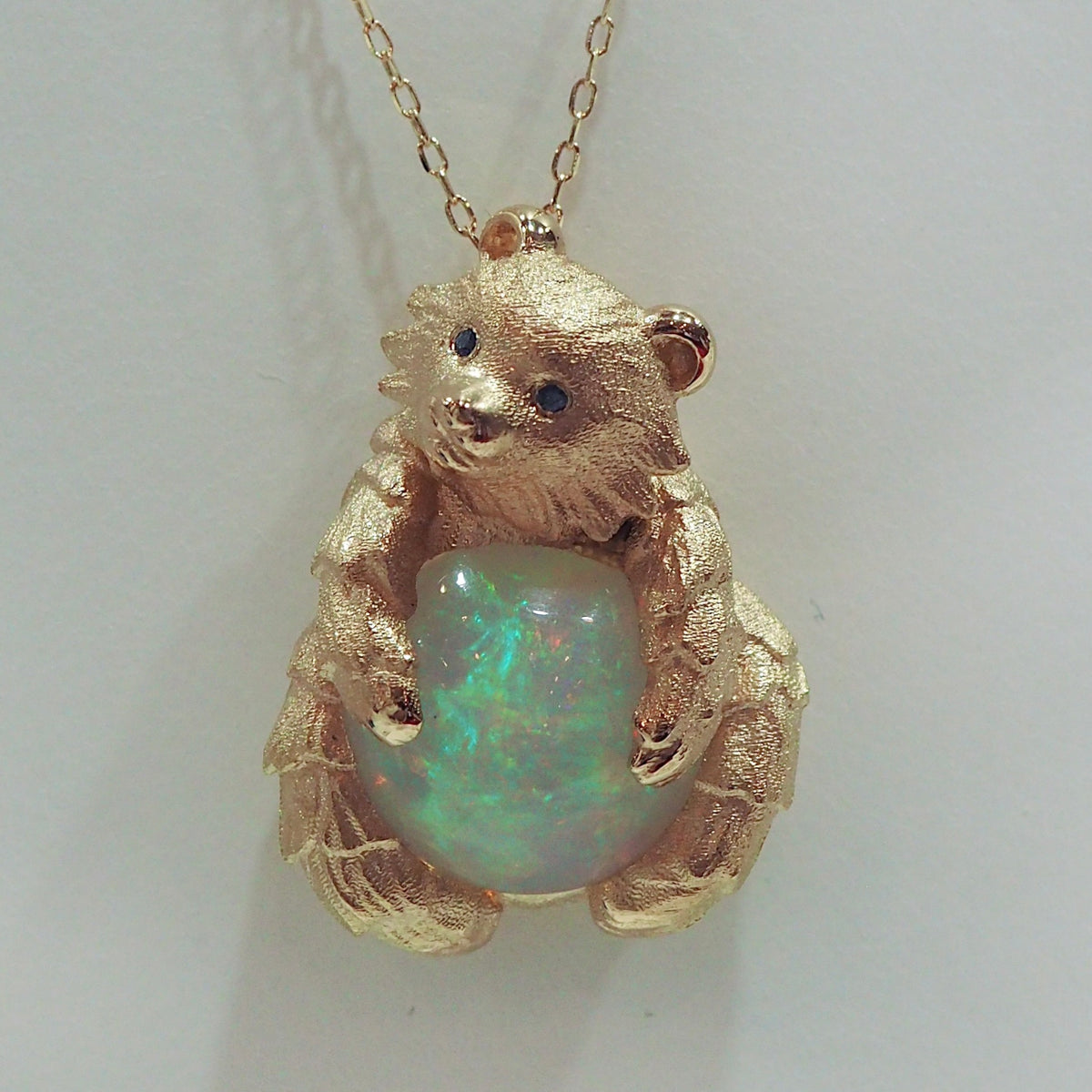 【18金ゴールドベア】18k teddy bear necklace オパールの